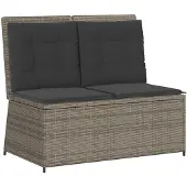 vidaXL Tuinbankje verstelbaar met kussens poly rattan grijs