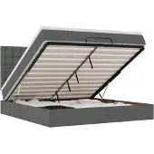 vidaXL Ottoman bed met matras en LED's 160x200cm stof donkergrijs