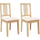vidaXL Eetkamerstoelen met kussens 2 st massief hout naturel rubber