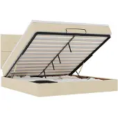 vidaXL Ottoman bed met matras en LED's 160x200cm stof crèmekleurig