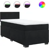 vidaXL Boxspring met matras fluweel zwart 90x200 cm