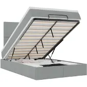 vidaXL Ottoman bed met matras 120x200cm stof lichtgrijs