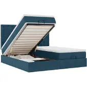 vidaXL Ottomanbed met matras en LED-verlichting, donkerblauw, 180x200 cm, fluweel