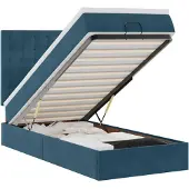 vidaXL Ottoman bed met matrassen en LED's 90x190cm fluweel donkerblauw