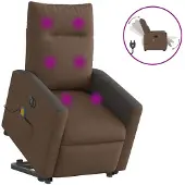vidaXL Sta-op-massagestoel elektrisch verstelbaar stof bruin