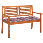 vidaXL Tuinbank 2-zits met kussen 120 cm massief eucalyptushout