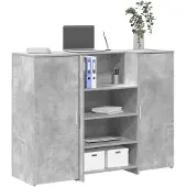 vidaXL Ontvangstbalie, betonkleur, 135x50x103,5 cm, houtvezelplaat