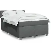 vidaXL Boxspring met matras stof donkergrijs 140x190 cm