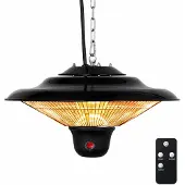 BRASQ Elektrische Terrasverwarmer Hangend PHC100 - Infrarood Heater 1500W - met Afstandsbediening - 3 warmtestanden - Voor binnen en buiten - Spatwaterdicht - Zwart