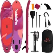 LifeGoods SUP Board Allround Compact - 100 KG Draagkracht - 300 x 76 cm - Opblaasbaar - Compleet SUP pakket - Rood/Lila