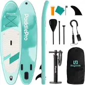 LifeGoods SUP Board Allround Compact - 100 KG Draagkracht - 300 x 76 cm - Opblaasbaar - Compleet SUP pakket - Mintgroen