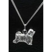 MOOYE ® - Collectie Zilveren Tibetaanse terrier ketting hanger - groot