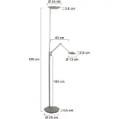 Steinhauer Stalen vloerlamp Daphne 2 4602ST – LED uplighter met leesarm