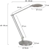 Steinhauer Bureaulamp Zenith, dimbaar, alu / grijs / zink, Werkkamer / Kantoor, metaal, Modern, bureaulamp