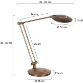 Steinhauer Bureaulamp Zenith, dimbaar, brons / oud-messing, Werkkamer / Kantoor, metaal, Modern, bureaulamp