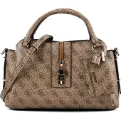GUESS Dames Yvonne satchel tas met logo beige (OSFA), Casual, Polyurethaan HWSG2378060