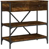 vidaXL Wandtafel 75x34,5x75 cm bewerkt hout gerookt eikenkleurig