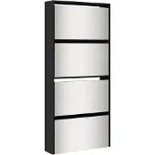 vidaXL Schoenenkast met spiegel 4-laags 63x17x134 cm zwart