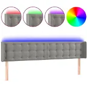 vidaXL Hoofdbord LED 203x16x78/88 cm fluweel lichtgrijs