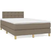 vidaXL Boxspring met matras stof taupe 120x190 cm