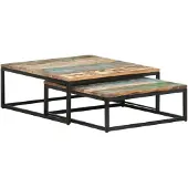 vidaXL 2-delige Salontafelset massief gerecycled hout
