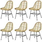vidaXL Eetkamerstoelen rattan natuurlijk 6 st