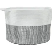 vidaXL Wasmand Ø 55x36 cm katoen grijs en wit