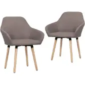 vidaXL Eetkamerstoelen draaibaar 2 st stof taupe