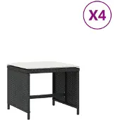vidaXL Tuinkrukken 4 st met kussens 41x41x36 cm poly rattan zwart