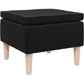 vidaXL Kruk met houten poten stof zwart