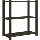 vidaXL Opbergrek 3-laags 80x38x90 cm massief grenenhout zwart