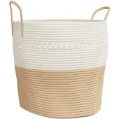 vidaXL Opbergmand Ø 43x38 cm katoen beige en wit