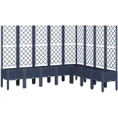 vidaXL Plantenbak met latwerk 200x160x142 cm polypropeen blauwgrijs