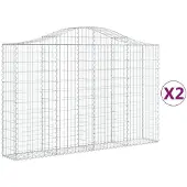 vidaXL Schanskorven 2 st gewelfd 200x30x120/140 cm ijzer