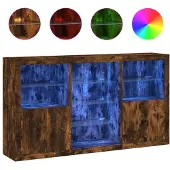 vidaXL Dressoir met LED-verlichting 181,5x37x100 cm gerookt eikenkleur