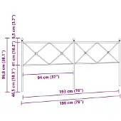 vidaXL Vervangend hoofdbord 193 cm metaal zwart