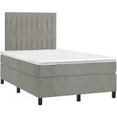 vidaXL Boxspring met matras fluweel lichtgrijs 120x190 cm