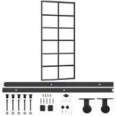 vidaXL Schuifdeur met beslag, veiligheidsglas (ESG) en aluminium, 90x205 cm