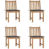 vidaXL Tuinstoelen, 4 stuks, met kussens, massief teakhout