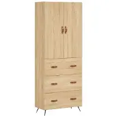 vidaXL Hoge kast 69,5x34x180 cm bewerkt hout sonoma eikenkleurig