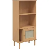 vidaXL Boekenkast SENJA rattan-look 60x35x130 cm grenenhout bruin