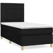 vidaXL Boxspring met matras stof zwart 90x200 cm