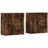 vidaXL Dressoirs 2 st 79x38x80 cm bewerkt hout gerookt eikenkleurig