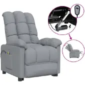 vidaXL Massagestoel elektrisch stof lichtgrijs