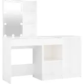 vidaXL Kaptafel met kastje en LED's bewerkt hout wit