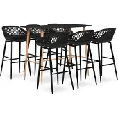 vidaXL 7-delige Barset zwart