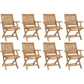 vidaXL Opklapbare stoelen, 8 stuks, massief teakhout
