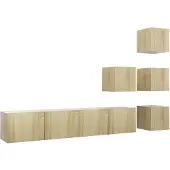 vidaXL 6-delige Tv-meubelset bewerkt hout sonoma eikenkleurig