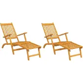 vidaXL Terrasstoelen 2 st met voetensteun massief acaciahout