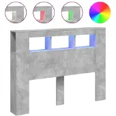 vidaXL Hoofdeinde met LED 140x18,5x103,5 cm bewerkt hout betongrijs